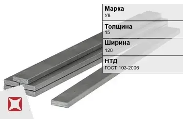 Полоса горячекатаная У8 15х120 мм ГОСТ 103-2006 в Актау