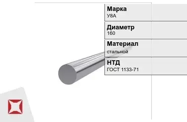 Кованый круг стальной У8А 160 мм ГОСТ 1133-71 в Актау