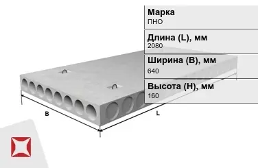 Облегчённые плиты перекрытия ПНО 21-6,4-8 2080x640x160 мм в Актау