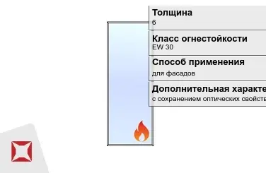 Огнестойкое стекло Pyropane 6 мм EW 30 с сохранением оптических свойств ГОСТ 30247.0-94 в Актау