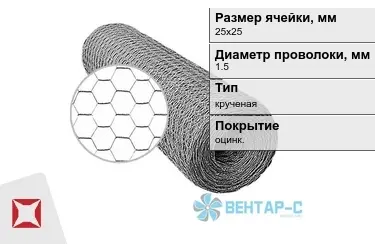 Сетка Манье двойного кручения 1,5x25х25 в Актау